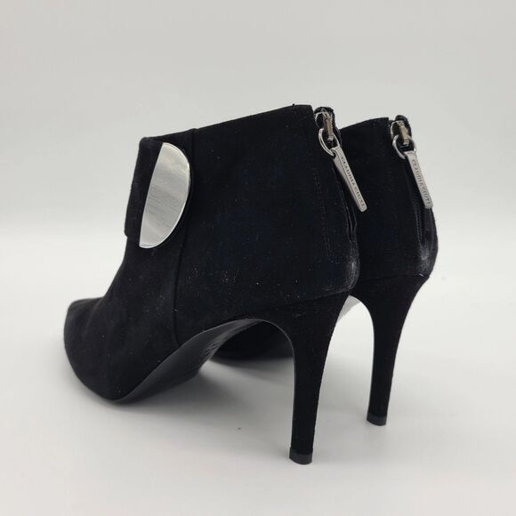 Claudia Ciuti NEW $495 Samoa Black Suede & Silver Stiletto Ankle Boots, Size 7.5 - Picture 6 of 12